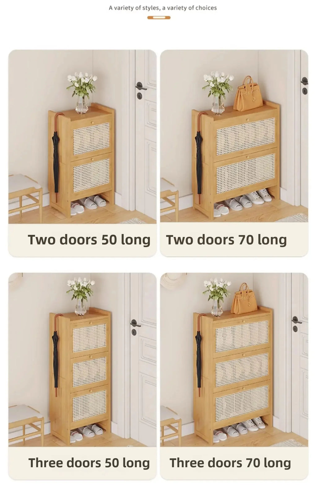Bamboo Multi-layer Shoes Organization Rattan Flip Shoe Rack Living Room Against The Wall Boot Shelf Versatile Storage Cabinet