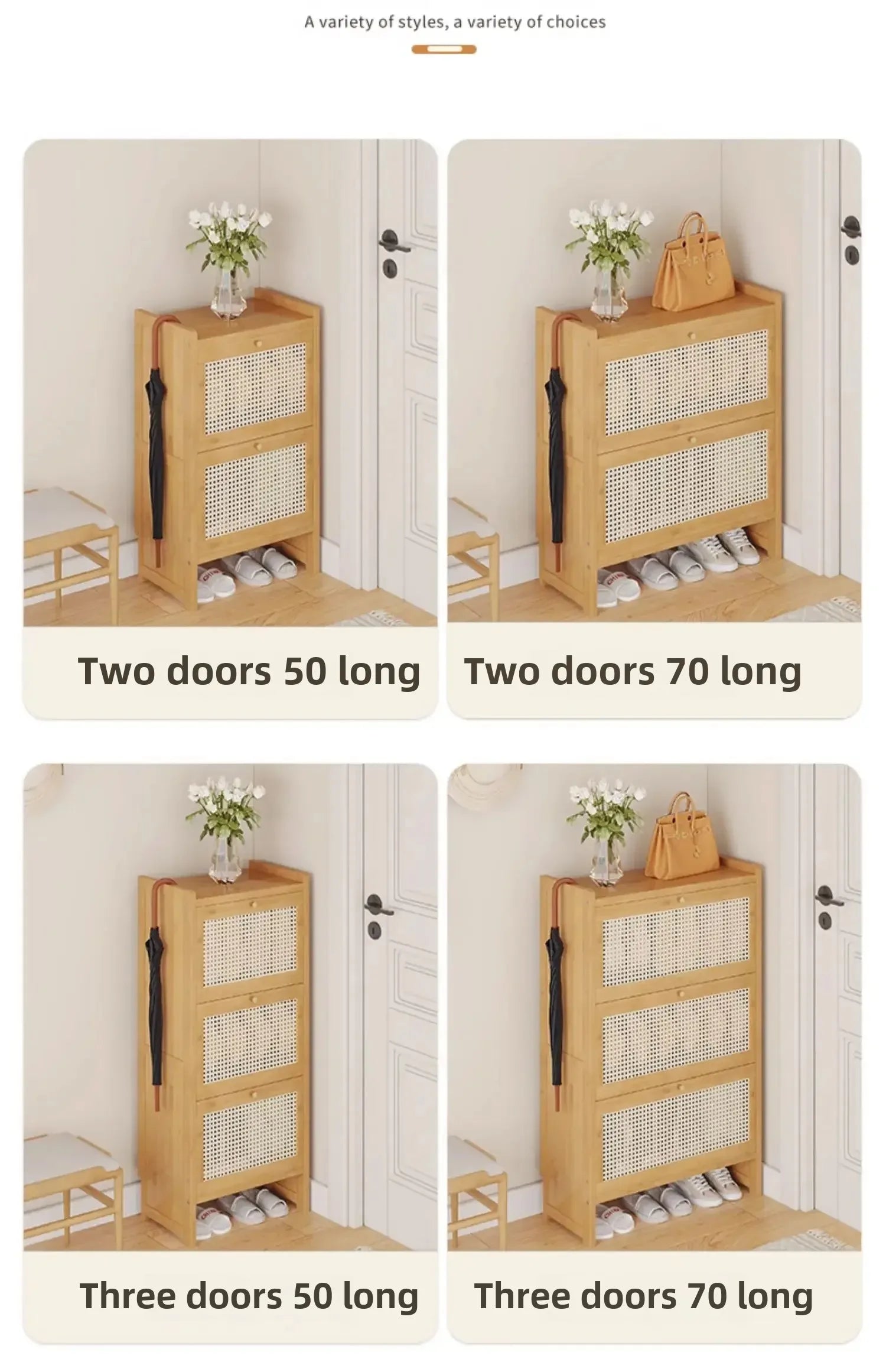 Bamboo Multi-layer Shoes Organization Rattan Flip Shoe Rack Living Room Against The Wall Boot Shelf Versatile Storage Cabinet