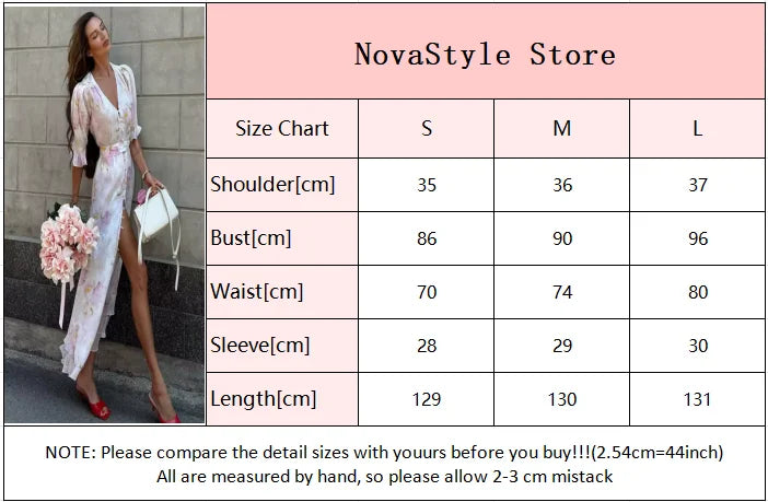Elegante Abito Stampato con Inserti in Pizzo da Donna, Scollo a V Profondo, Mezza Manica, Vita Stretta, Spacco, Vestito Midi 2026, Abito da Festa per Donna