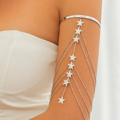 Ingemark 17 Stili Boho Ciondolo in cristallo Braccialetti aperti per le donne Wed Bridal Goth Nappa Braccialetti con braccio a maglie Regalo di gioielli per feste