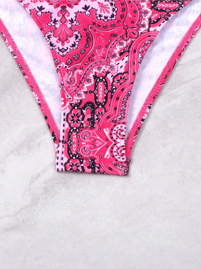 Costume da bagno bikini push-up halter stampato 2026 da donna, sexy, con spalline, per il mare e la piscina