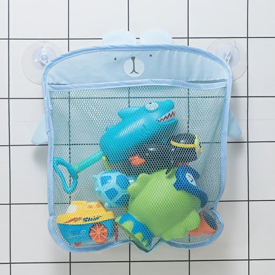 Giocattolo per baby shower Simpatico anatra rana Borsa portaoggetti per giocattoli con rete Forte ventosa Borsa da gioco per baby shower Organizzatore per il bagno Giocattolo d'acqua