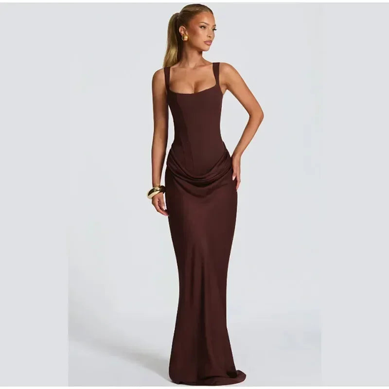 Mini abito da donna con scollo a V e scollo all'americana senza schienale Moda senza maniche a vita alta Abiti aderenti 2025 Nuova estate Lady Party Holiday Robes