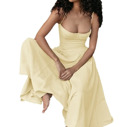 Robe longue bohème sexy d'été pour femme, luxueuse et élégante, col en V, sans manches, robe de plage à fleurs pour femme 2025