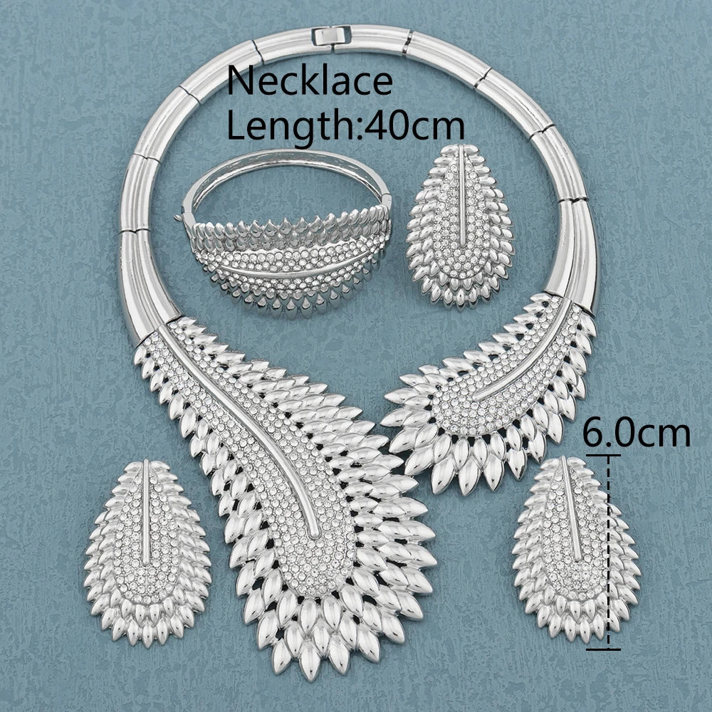 Parure de bijoux italienne, collier, boucles d'oreilles, bijoux pour femme, parure de bijoux de haute qualité
