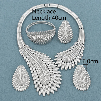 Parure de bijoux italienne, collier, boucles d'oreilles, bijoux pour femme, parure de bijoux de haute qualité