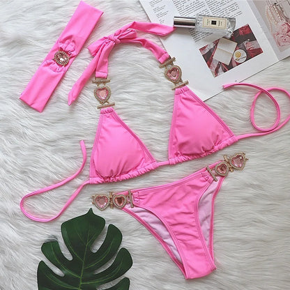 nuovo costume da bagno in due pezzi con strass 2026 cristallo di lusso perizoma Sexy perizoma Bikini Set costumi da bagno da donna costume da bagno Sexy da spiaggia