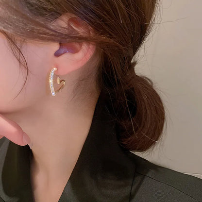 Orecchini in argento 925 con ago in argento moda coreana con cuore di cristallo per gioielli da donna 2025 Trending Nuovi orecchini a cerchio da donna di lusso Brincos
