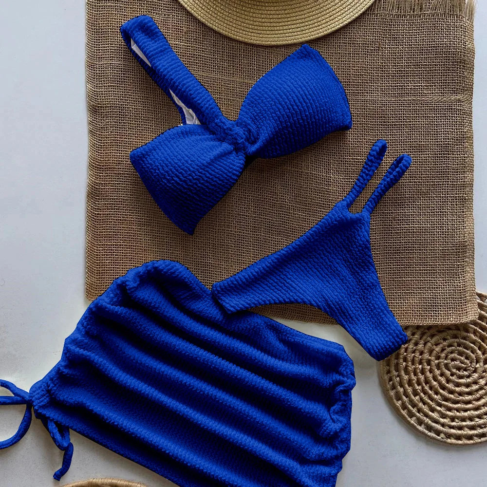 Sexy One-Shoulder-Bikini-Set für Damen mit Cut-Outs, hoher Taille, rückenfreier Badeanzug mit herausnehmbaren Polstern, Sommerstrandmode