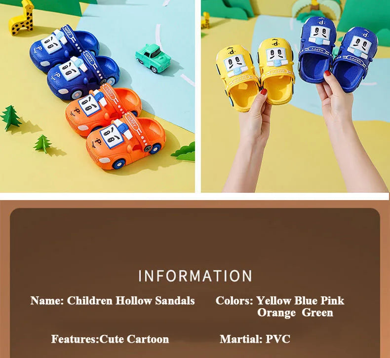 Estate nuovi bambini sandali vuoti bambino simpatico cartone animato auto pantofole per la casa ragazzi scarpe da spiaggia antiscivolo traspiranti scarpe morbide per ragazze