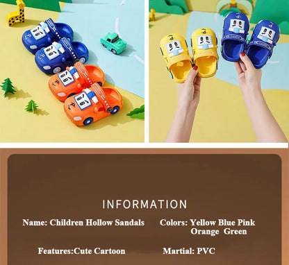 Estate nuovi bambini sandali vuoti bambino simpatico cartone animato auto pantofole per la casa ragazzi scarpe da spiaggia antiscivolo traspiranti scarpe morbide per ragazze