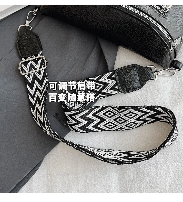 Marsupio da donna Marsupio da strada multitasche Borsa da petto in pelle PU Borsa a tracolla con tracolla larga alla moda Borse a tracolla solide retrò
