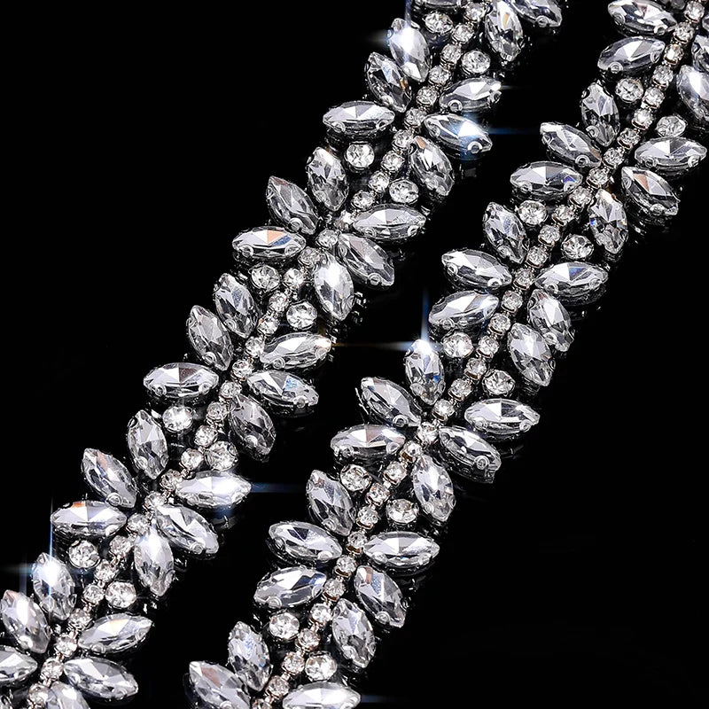 Ducrystal 1 metro motivo strass nastro hot fix vetro cristallo strass trim catena per scarpe fai da te, borse, abiti decorazione