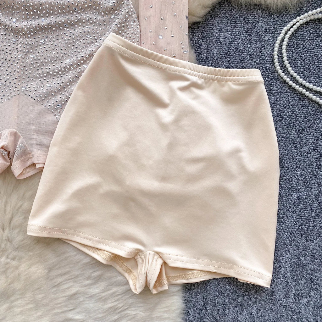 SINGREINY Estate Sottile Sheer Sexy Body Manica Lunga Cerniera Con Pantaloncini Design Pagliaccetti Liste Streetwear Donna Maglia Tute