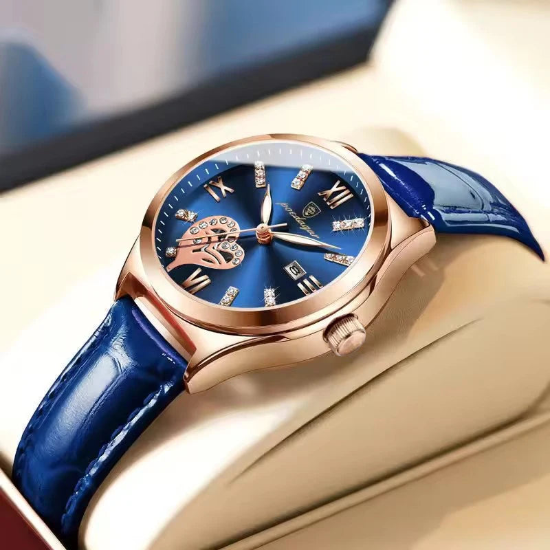 POEDAGAR Orologi casual di lusso per donna Orologio da donna in pelle con calendario impermeabile Orologio da polso al quarzo da donna di moda di alta qualità