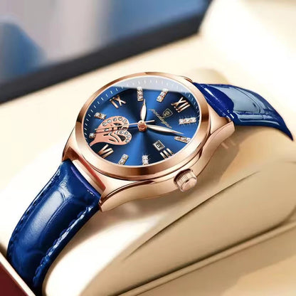POEDAGAR Orologi casual di lusso per donna Orologio da donna in pelle con calendario impermeabile Orologio da polso al quarzo da donna di moda di alta qualità