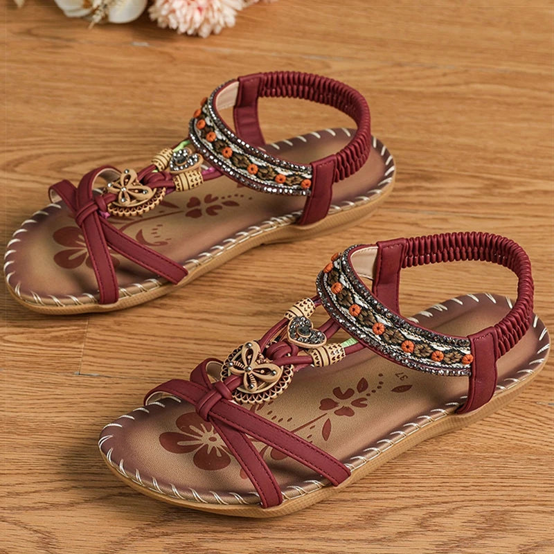 Sandali da donna Sandali estivi stile Boemia Donna Fondo morbido Sandali con tacco basso Scarpe da donna Scarpe antiscivolo Calzature estive