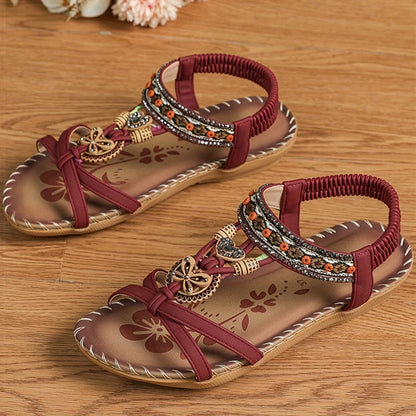 Sandali da donna Sandali estivi stile Boemia Donna Fondo morbido Sandali con tacco basso Scarpe da donna Scarpe antiscivolo Calzature estive