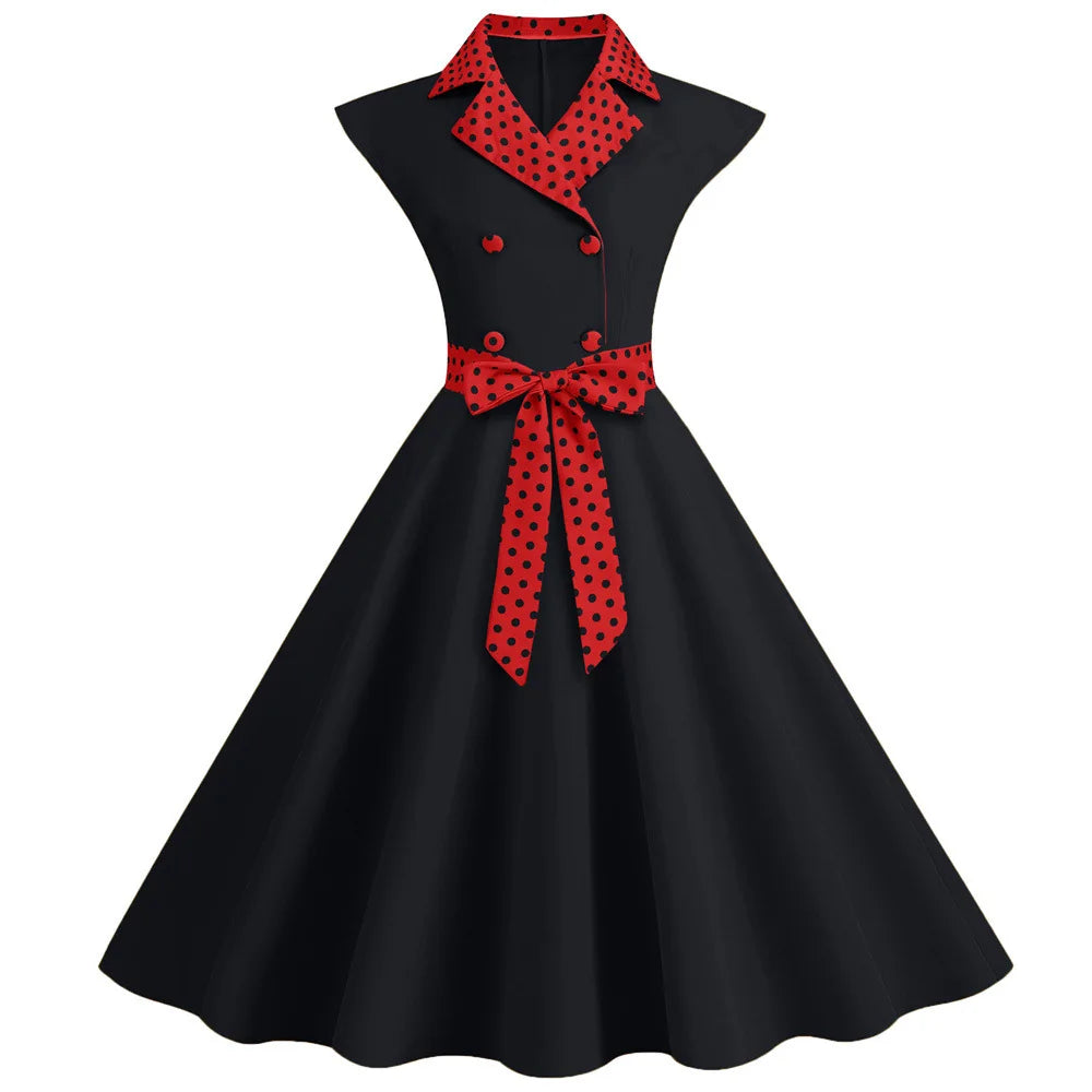 Plaid Vintage Office Lady Abiti estivi Donna 2026 Moda Retro 50s 60s 70s Swing Pinup Rockabilly Party Dress Robe Abiti