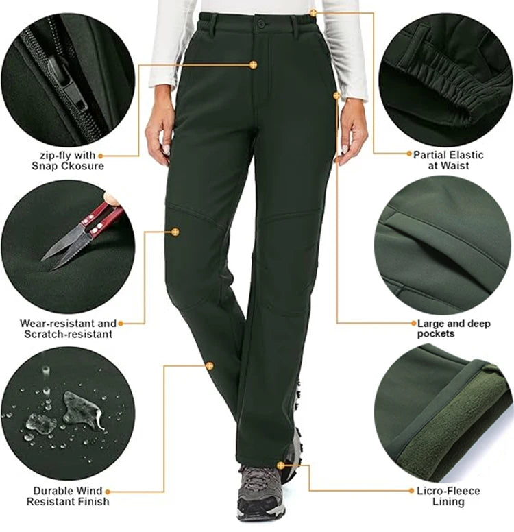 I pantaloni invernali da donna sono caldi, impermeabili, antivento, campeggio, viaggi all'aperto, alpinismo, ciclismo, pantaloni sportivi