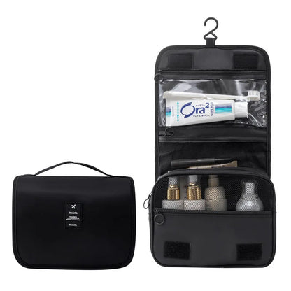 Borsa da Toilette Portatile con Gancio, Multifunzionale, Impermeabile, Resistente all'Usura, Multi-Strato, Grande Capacità, per Trucchi