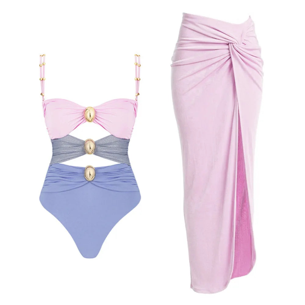 Costume da bagno floreale con stampa floreale con volant monospalla blu Set copricostume singolo micro monokini costumi da bagno sexy per ragazze Summer Beach