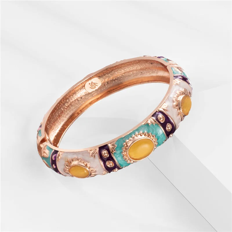 Bracelet en émail pour femmes, jonc à main hawaïen, indien, cloisonné, bijoux africains, bracelets de créateurs bohèmes pour femmes, cadeaux