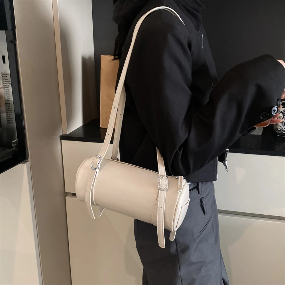 MOODS Borse a tracolla sotto le ascelle a doppia tracolla a forma di cilindro per le donne 2025 Nuove borse estive Borsa a tracolla casual per pendolari da strada