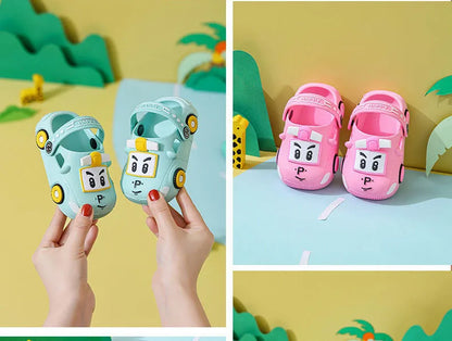 Estate nuovi bambini sandali vuoti bambino simpatico cartone animato auto pantofole per la casa ragazzi scarpe da spiaggia antiscivolo traspiranti scarpe morbide per ragazze