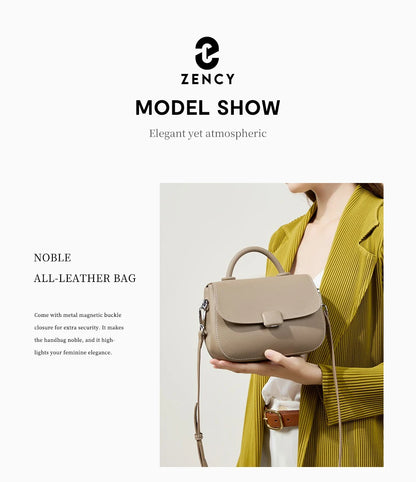 Zency Borsa a tracolla piccola semplice in vera pelle con manico superiore Borsa a tracolla firmata da donna Borsa a tracolla Bolsa 2025 Sac