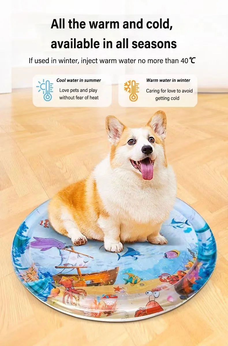 Tappetino per acqua sensoriale mare oceano Tappetino per acqua gonfiabile addensato per forniture per animali domestici per gatti Tappetino rinfrescante per pulizia Accessori estivi per animali domestici per gatti