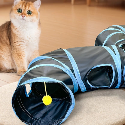 Tunnel per gatti Tunnel pieghevole per gattini Forniture per animali domestici T Cross Pass Tunnel da gioco Giocattolo per gatti Barile da trapano traspirante per carta forte per interni