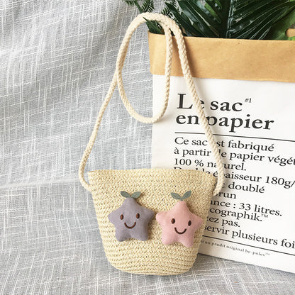 Borsa a tracolla in tessuto di paglia per bambini estivi belle ragazze borse portamonete piccole borse a tracolla per bambini Mini portafoglio principessa