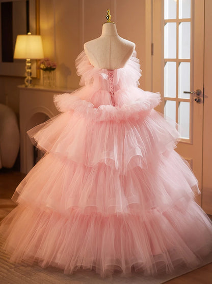 Pink Overskirt Princess Style Cake Dress Luxury Photography Women's Fashionable Ball Gown Skirt Long Evening Gown