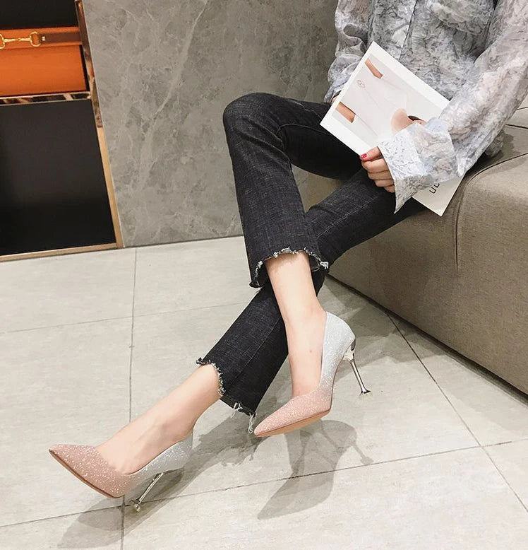 Calzature estive da donna Scarpe da sposa da sposa Scarpe da donna 2025 da sera con cristalli Stilito Tacco alto con strass viola
