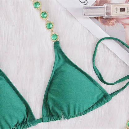 nuovo costume da bagno in due pezzi con strass 2026 cristallo di lusso perizoma Sexy perizoma Bikini Set costumi da bagno da donna costume da bagno Sexy da spiaggia