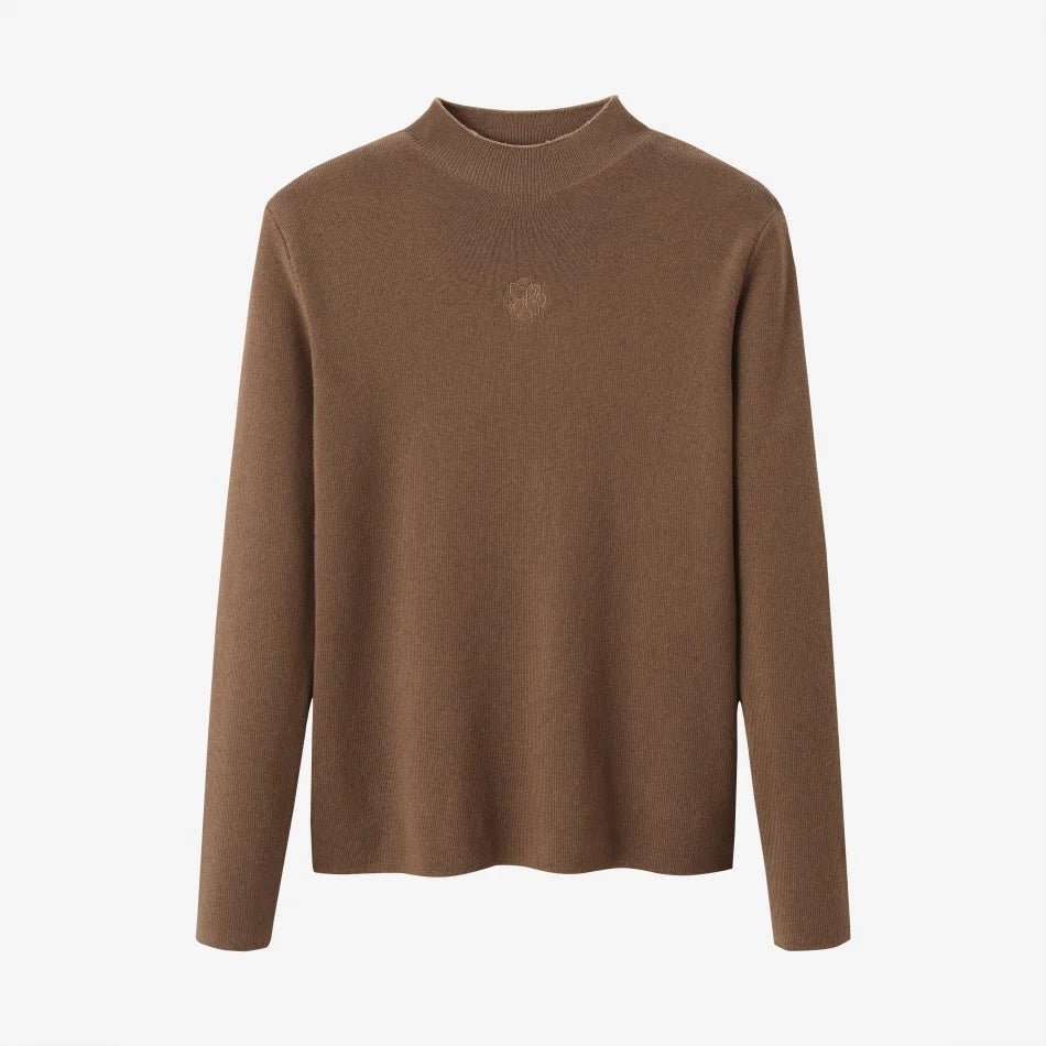AS AW26 top a maglia ricamato con collo alto + gonna a quadri con fibbia, abbinamento di abbigliamento femminile