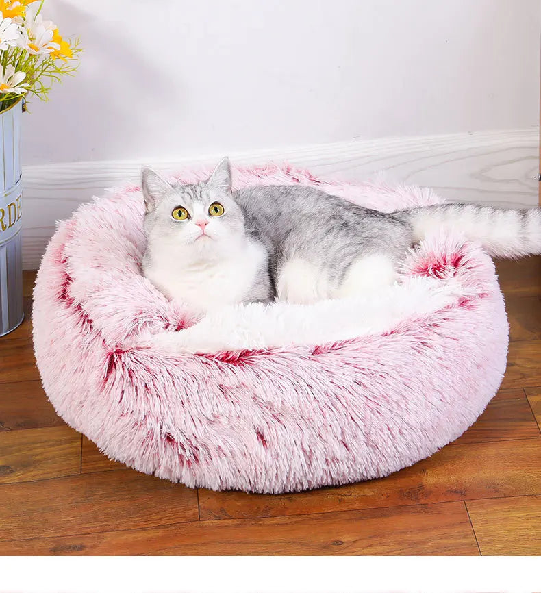 Winter Plush Pet Cat Bed Round Cat Cushion Cat House 2 in 1 Warm Cat Basket Pet Sleep Bag Cat Nest Kennel for Small Dog Suit New