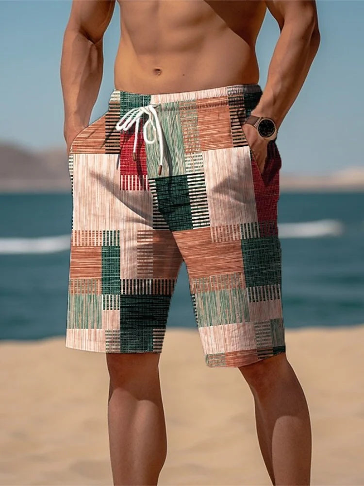 2025 Pantaloncini da spiaggia hawaiani estivi Vacanza Casual Stampa scozzese colorata Abbigliamento sportivo Tronchi ad asciugatura rapida Pantaloncini da ghiaccio Costume da bagno Hawaii