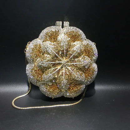 Pochette da sera con strass rosa/verde con fiore rosa Borse da sera da donna in cristallo giallo floreale Pochette da sposa per festa di nozze