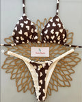 Bademode Damen Leopardenmuster Sexy Bikini Set Gestreifte Strandbekleidung Sommer Badeanzug Zweiteiliger Tanga Badeanzug Biquinis