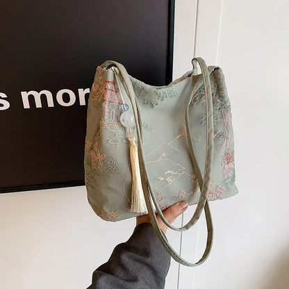 Borsa a tracolla da donna alla moda ricamata in stile cinese di vendita caldo 2026 Borsa di grande capacità di nuova tendenza estiva
