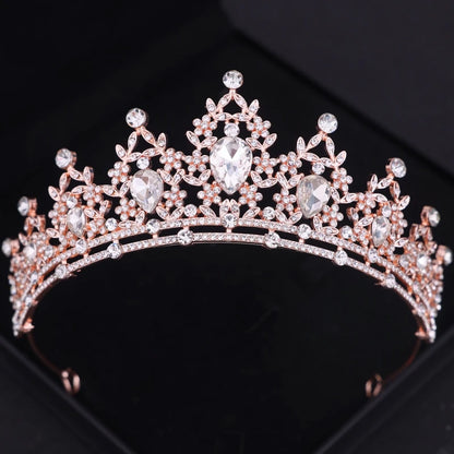 Diademi e corone di cristallo barocchi Festa con strass Prom Diadema Fascia da sposa Accessori per capelli da sposa Gioielli Corona Tiara Regalo