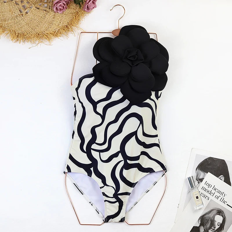 Costume da bagno floreale con stampa floreale con volant monospalla blu Set copricostume singolo micro monokini costumi da bagno sexy per ragazze Summer Beach