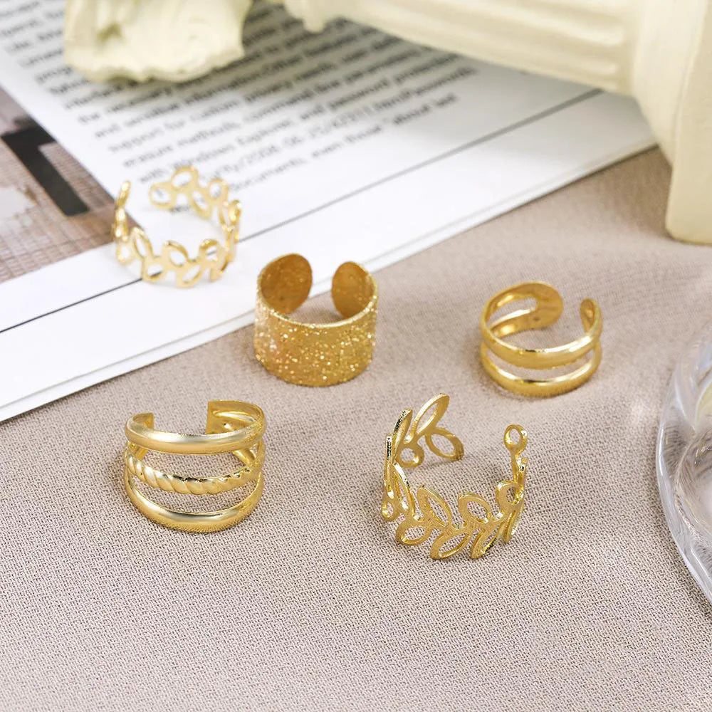5 pz/set Retro Multi-elemento Foglia Geometrica Polsino Dell'orecchio Non-Piercing Clip di Osso Dell'orecchio Uomini e Donne Gioielli Estivi Boho