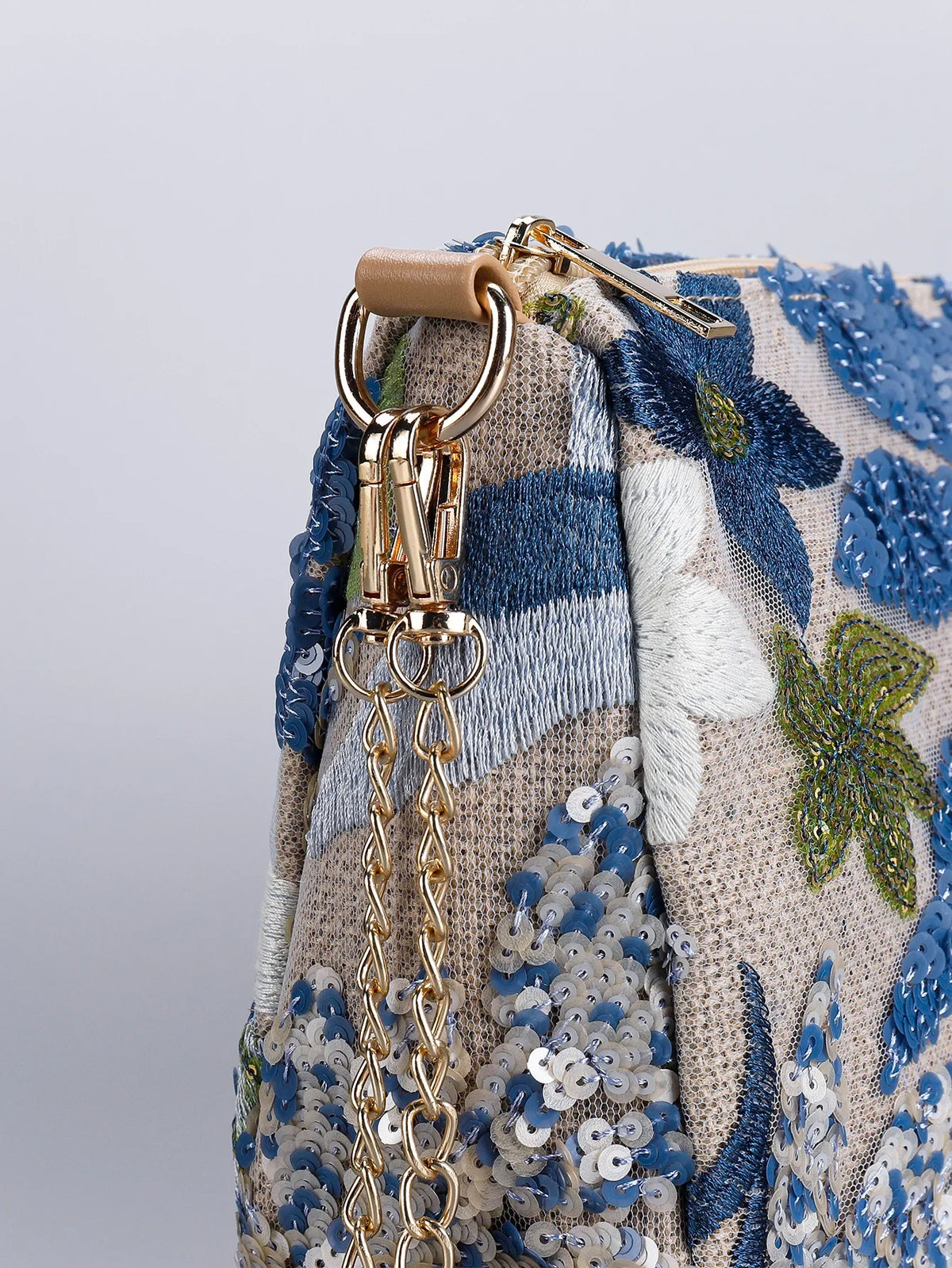 Borse a tracolla da donna con ricamo floreale carino Catene con paillettes alla moda Borsa a tracolla Borsa da spiaggia casual estiva Borsa e portamonete Hobos