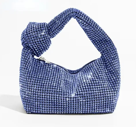 Borse da sera con nodo con strass con manico Borsa con manico superiore in cristallo argento per borse da donna e borsette Borsa di design di lusso