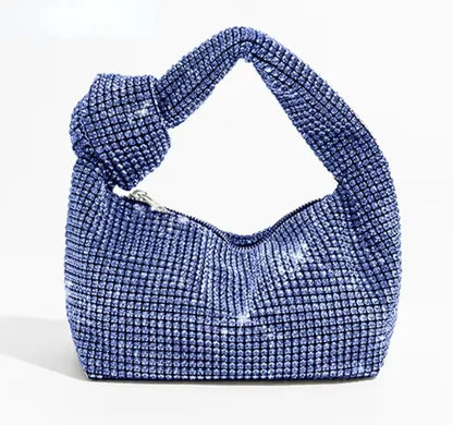 Borse da sera con nodo con strass con manico Borsa con manico superiore in cristallo argento per borse da donna e borsette Borsa di design di lusso