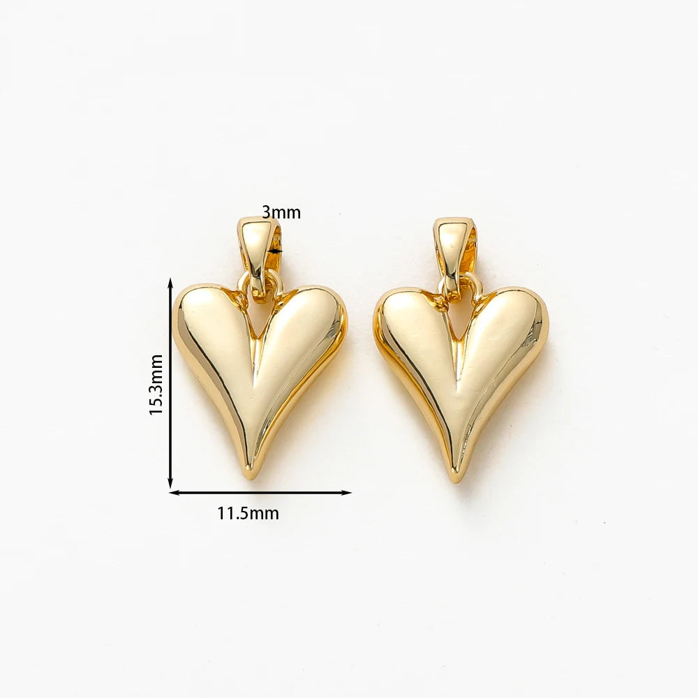 4 ciondoli a forma di cuore di pesca piccoli placcati in oro 18 carati per la creazione di gioielli, orecchini fai da te, collane, accessori pendenti