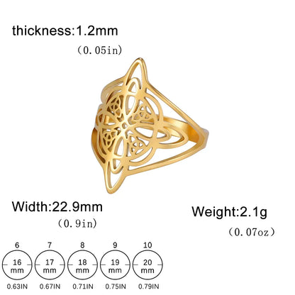 Skyrim Stregoneria Anello con nodo da strega Anelli da dito in acciaio inossidabile Wicca Triquetra Celtics Nodo Amuleto Protezione Gioielli Donna Uomo
